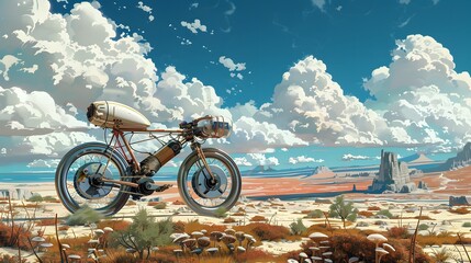Bike soaring through sky, racing on road, exploring park; blending adventure, speed, and freedom - obrazy, fototapety, plakaty