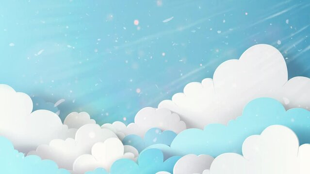 clouds on blue sky banner illustration. white cloud on blue sky. seamless looping overlay 4k virtual video animation background