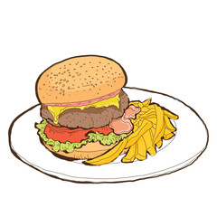 Delicious hamburger with side menu