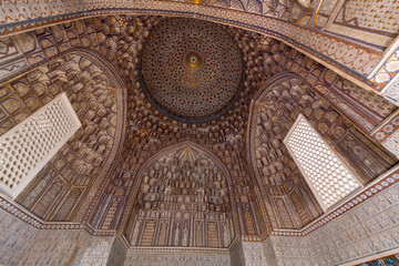 The dome inside Beautiful Historical cemetery of Shahi Zinda