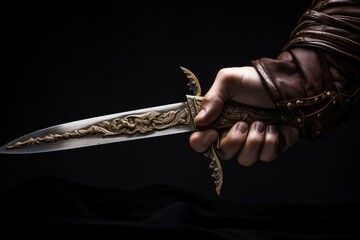 Warrior's Grip: Showcase the handgrip of a warrior holding the weapon. - obrazy, fototapety, plakaty