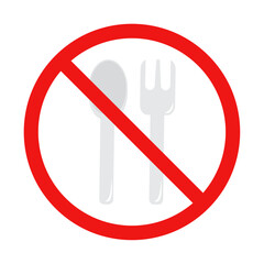 No Spoon and Fork Sign on White Background