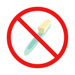 No Toothbrush Sign on White Background