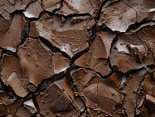 Chunks of sweet dark chocolate, close up, macro shot.