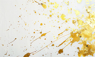 painting of gold leaf spatter on solid white  texture