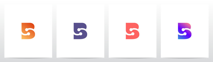 Circle Curve Nodes Swoosh Letter Initial Logo Design B