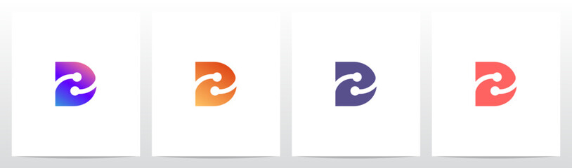 Circle Curve Nodes Swoosh Letter Initial Logo Design D