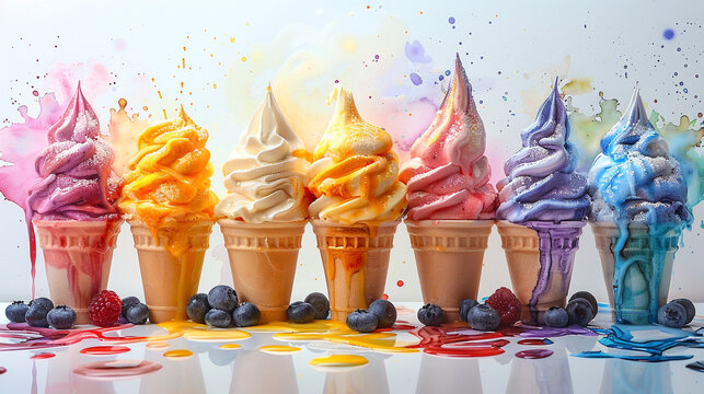 illustration of ice cream painted with watercolors