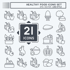 Icon Set Healthy Food. related to Fruit symbol. line style. simple design illustration