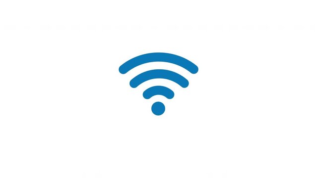 Blue wi-fi symbol icon signal graphic animation white background