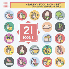 Icon Set Healthy Food. related to Fruit symbol. color mate style. simple design illustration