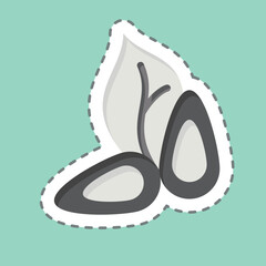 Sticker line cut Almond. related to Healthy Food symbol. simple design illustration