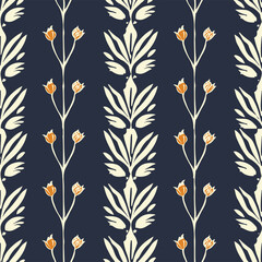 Minimalist Elegant Delicate Little Blue and Yellow Spring Floral Seamless Pattern