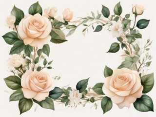 white rose decoration in watercolor style