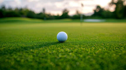 Golf Ball on Tee in Grass Field - obrazy, fototapety, plakaty