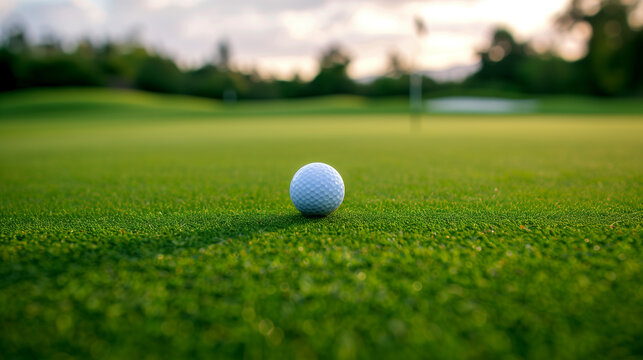 Golf Ball on Tee in Grass Field