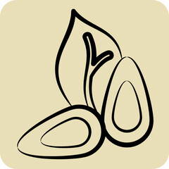 Icon Almond. related to Healthy Food symbol. hand drawn style. simple design illustration