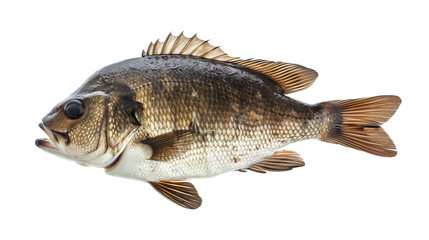 Natural fish black bream isolated on white background