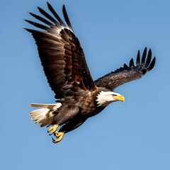 Flying eagle on beautiful blue sky background - Bird of prey - Brahminy Kite