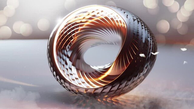 geometric design illustration. realistic render of a geometric toroid shape. seamless looping overlay 4k virtual video animation background