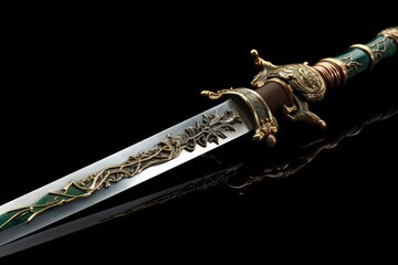 Quillon Details: Zoom in on the quillon details of a sword.