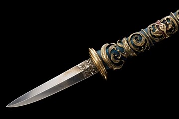 Quillon Details: Zoom in on the quillon details of a sword.