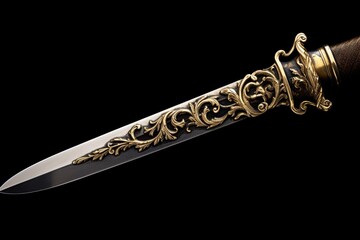 Quillon Details: Zoom in on the quillon details of a sword.