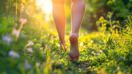Barefoot walking for health in the forest