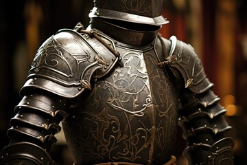 Naklejka premium Armor Joints: Focus on the joints and articulation in a suit of armor.