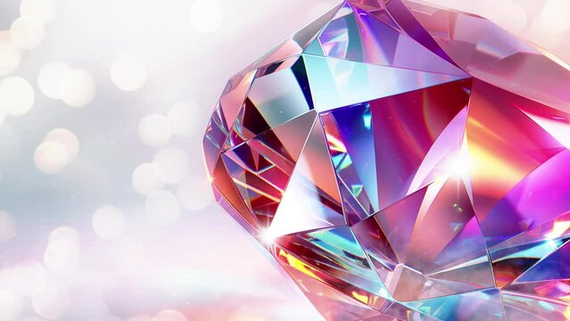 realistic render of a faceted shape with gemstone. seamless looping overlay 4k virtual video animation background