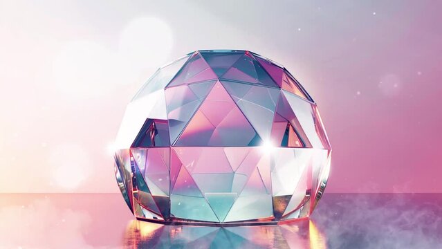 realistic render of a faceted geodesic dome shape. seamless looping overlay 4k virtual video animation background