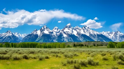 Panoramic view of the Grand Teton National Park, Wyoming