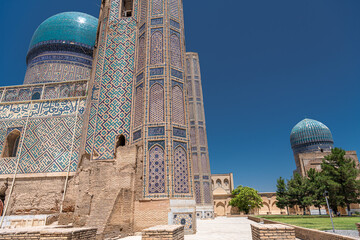 Architectural details of Bibi-Khanym Mosque in Samarkand, Uzbekistan