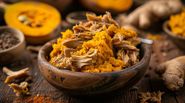Dried meat with pumpkin. Tipical brazilian dish.