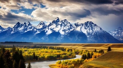 Panoramic view of the Altai mountains. Siberia, Russia