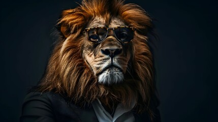 Fototapeta premium LION IN SUIT WITH SHADES 