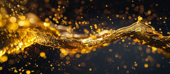A mesmerizing and dynamic flow of liquid gold creates a captivating wave in motion - obrazy, fototapety, plakaty