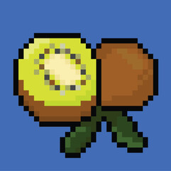 Fototapeta premium Kiwi in 8 bit pixel art. Kiwi Pixel in vector