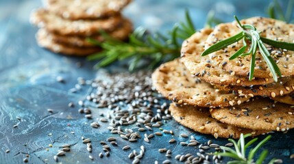 Close up of crackers and rosemary - Powered by Adobe