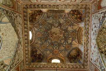 Inside the unrestored madrassah in Bukhara, Uzbekistan. - obrazy, fototapety, plakaty