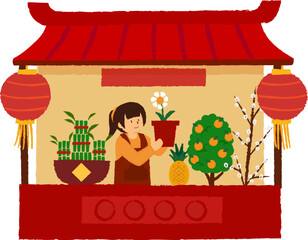 Chinese New Year Market Flower Vendor