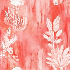 Bohemian art in coral pink tints. Contemporary painting. Modern poster for wall decoration