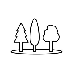 trees by the field icon.vector liner tree icon set simple illustration on white background..eps