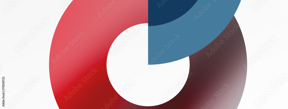 Poster an artistic representation of a red and electric blue circle with a white circle in the middle, symb