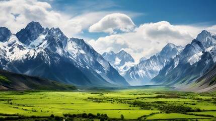 Beautiful panoramic view of mountains in Kyrgyzstan