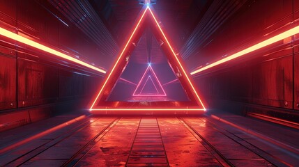 Gateway to Tomorrow Triangle-Shaped Portal in Futuristic Corridor
