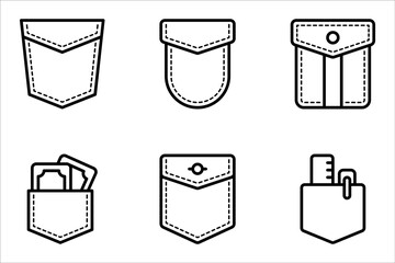 Pocket vector icon set. Modern, simple flat vector illustration on white background
