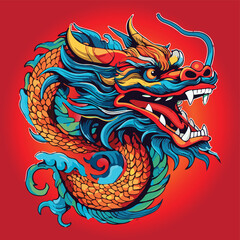 The Chinese dragon in red