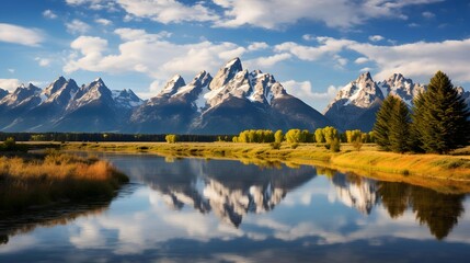 Panoramic view of Grand Teton National Park, Wyoming, USA