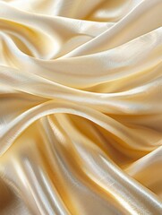 Fototapeta premium Satin gold fabric texture in artistic fold - The luxurious feel of satin fabric in a golden hue, richly textured and artistically folded, conveying opulence and elegance in design